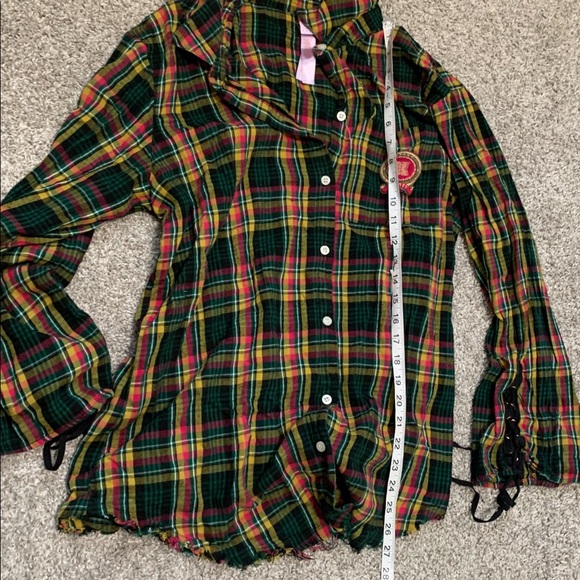 Savage x Fenty Green Plaid Long Sleeve Shorts Pajama Set - Picture 7 of 13